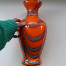 Load image into Gallery viewer, Large Bulbous Italian V.B Opaline ZEBRA Stripe Glass Vase. 13 1/4 inches in height

