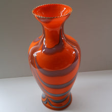 Load image into Gallery viewer, Large Bulbous Italian V.B Opaline ZEBRA Stripe Glass Vase. 13 1/4 inches in height
