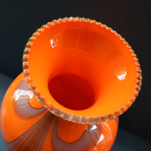 Load image into Gallery viewer, Large Bulbous Italian V.B Opaline ZEBRA Stripe Glass Vase. 13 1/4 inches in height
