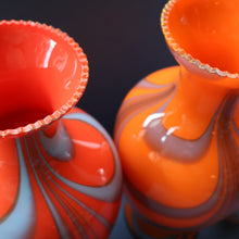 Load image into Gallery viewer, Large Bulbous Italian V.B Opaline ZEBRA Stripe Glass Vase. 13 1/4 inches in height
