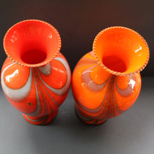 Load image into Gallery viewer, Large Bulbous Italian V.B Opaline ZEBRA Stripe Glass Vase. 13 1/4 inches in height
