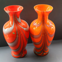 Load image into Gallery viewer, Large Bulbous Italian V.B Opaline ZEBRA Stripe Glass Vase. 13 1/4 inches in height
