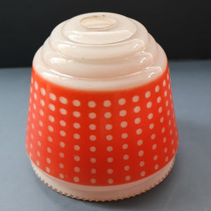 Vintage 1960s Glass Lamp Shade. White Glass with Printed Red Polka Dot Pattern