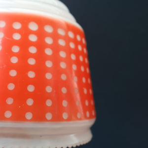 Vintage 1960s Glass Lamp Shade. White Glass with Printed Red Polka Dot Pattern