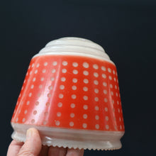 Load image into Gallery viewer, Vintage 1960s Glass Lamp Shade. White Glass with Printed Red Polka Dot Pattern
