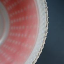 Load image into Gallery viewer, Vintage 1960s Glass Lamp Shade. White Glass with Printed Red Polka Dot Pattern
