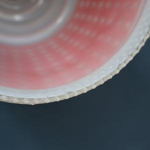 Vintage 1960s Glass Lamp Shade. White Glass with Printed Red Polka Dot Pattern