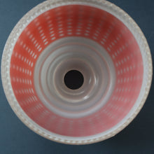 Load image into Gallery viewer, Vintage 1960s Glass Lamp Shade. White Glass with Printed Red Polka Dot Pattern
