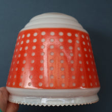 Load image into Gallery viewer, Vintage 1960s Glass Lamp Shade. White Glass with Printed Red Polka Dot Pattern

