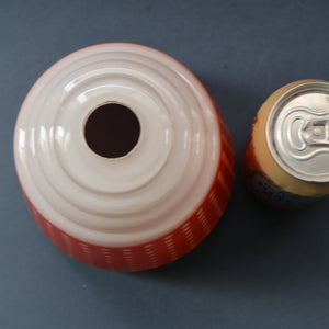 Vintage 1960s Glass Lamp Shade. White Glass with Printed Red Polka Dot Pattern