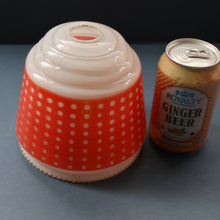 Load image into Gallery viewer, Vintage 1960s Glass Lamp Shade. White Glass with Printed Red Polka Dot Pattern
