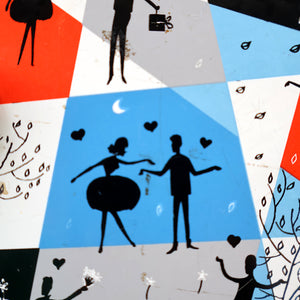Pretty 1960s Vintage Sweetie Tin by Edward Sharp & Son, Kent. Decorated with Silhouettes of Couples Dancing
