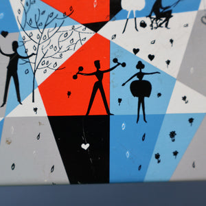 Pretty 1960s Vintage Sweetie Tin by Edward Sharp & Son, Kent. Decorated with Silhouettes of Couples Dancing