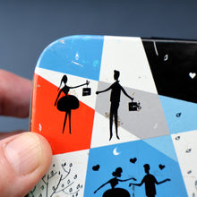 Load image into Gallery viewer, Pretty 1960s Vintage Sweetie Tin by Edward Sharp &amp; Son, Kent. Decorated with Silhouettes of Couples Dancing
