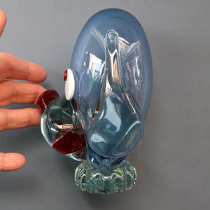 Vintage 1960s MURANO Glass Comical Dog with Large Head with Large Applied Eyes, Red Nose and Wee Sticky Out Tongue