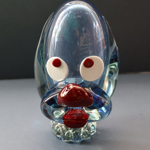 Vintage 1960s MURANO Glass Comical Dog with Large Head with Large Applied Eyes, Red Nose and Wee Sticky Out Tongue
