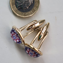 Load image into Gallery viewer, Pair of Vintage Gold-Tone Cufflinks. Each set with Millefiori Glass Cane Embellishment. Perfect Condition
