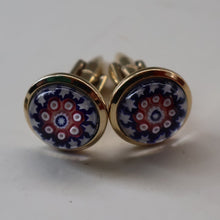Load image into Gallery viewer, Pair of Vintage Gold-Tone Cufflinks. Each set with Millefiori Glass Cane Embellishment. Perfect Condition
