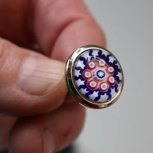 Pair of Vintage Gold-Tone Cufflinks. Each set with Millefiori Glass Cane Embellishment. Perfect Condition