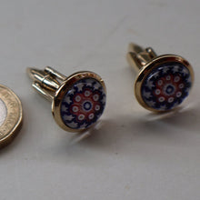 Load image into Gallery viewer, Pair of Vintage Gold-Tone Cufflinks. Each set with Millefiori Glass Cane Embellishment. Perfect Condition
