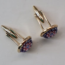 Load image into Gallery viewer, Pair of Vintage Gold-Tone Cufflinks. Each set with Millefiori Glass Cane Embellishment. Perfect Condition

