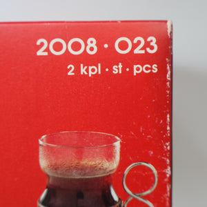 FINLAND. Pair of Ittala TASIKKA Mid-Century Glasses with Silver Tone Holders. Designed by Timo Sarpaneva