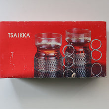 Load image into Gallery viewer, FINLAND. Pair of Ittala TASIKKA Mid-Century Glasses with Silver Tone Holders. Designed by Timo Sarpaneva

