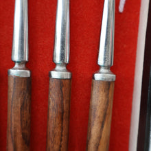 Load image into Gallery viewer, Vintage 1960s Hankyu JAPANESE Cutlery. Stainless Steel Very Long Forks with Teak Handles. Original Retail Box
