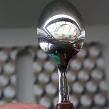 Load image into Gallery viewer, Vintage 1960s GLOSSWOOD Cutlery. Stainless Steel Dessert Spoons with Teak Effect Handles. Original Retail Box
