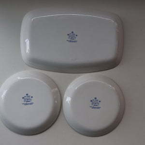 THREE PIECES of Vintage Norwegian Ceramics by Figgjo Flint: Lotte Design. Large Oblong Dish and Two Side Plates