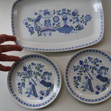 Load image into Gallery viewer, THREE PIECES of Vintage Norwegian Ceramics by Figgjo Flint: Lotte Design. Large Oblong Dish and Two Side Plates
