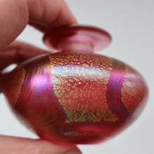 Load image into Gallery viewer, Early Vintage ISLE OF WIGHT Perfume Bottle (Golden Peacock in Pink) with Lollipop Stopper. 4 1/4 inches 
