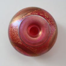 Load image into Gallery viewer, Early Vintage ISLE OF WIGHT Perfume Bottle (Golden Peacock in Pink) with Lollipop Stopper. 4 1/4 inches 
