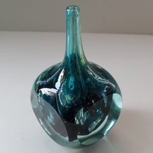 1970s Mdina Glass FACETED CUBE VASE. Signed by Eric Dobson 1976