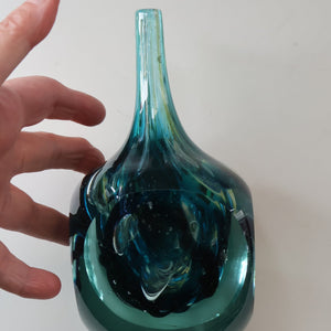 1970s Mdina Glass FACETED CUBE VASE. Signed by Eric Dobson 1976