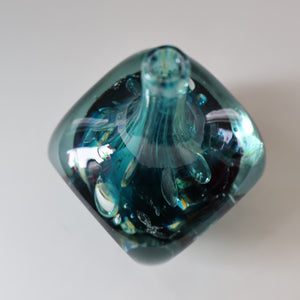 1970s Mdina Glass FACETED CUBE VASE. Signed by Eric Dobson 1976