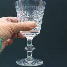 Load image into Gallery viewer, Vintage 1950s / 1960s Edinburgh Crystal White Wine Glasses. Rarer ROYAL SCOT Pattern. Set of Six.  5 7/8 inches
