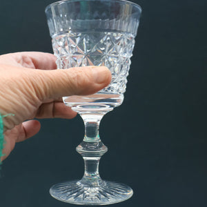 Vintage 1950s / 1960s Edinburgh Crystal White Wine Glasses. Rarer ROYAL SCOT Pattern. Set of Six.  5 7/8 inches