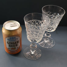 Load image into Gallery viewer, Vintage 1950s / 1960s Edinburgh Crystal White Wine Glasses. Rarer ROYAL SCOT Pattern. Set of Six.  5 7/8 inches
