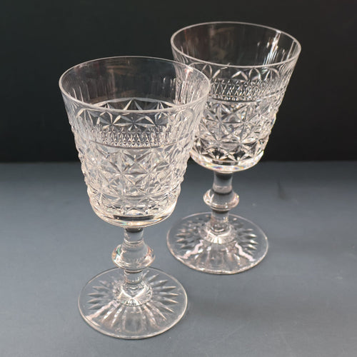 Vintage 1950s / 1960s Edinburgh Crystal White Wine Glasses. Rarer ROYAL SCOT Pattern. Set of Six.  5 7/8 inches