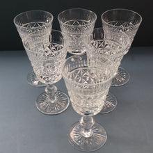 Load image into Gallery viewer, Vintage 1950s / 1960s Edinburgh Crystal White Wine Glasses. Rarer ROYAL SCOT Pattern. Set of Six.  5 7/8 inches
