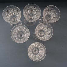 Load image into Gallery viewer, Vintage 1950s / 1960s Edinburgh Crystal White Wine Glasses. Rarer ROYAL SCOT Pattern. Set of Six.  5 7/8 inches
