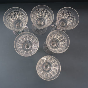 Vintage 1950s / 1960s Edinburgh Crystal White Wine Glasses. Rarer ROYAL SCOT Pattern. Set of Six.  5 7/8 inches