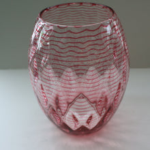 Load image into Gallery viewer, 1930s STEVENS AND WILLIAMS Glass Cerise Pink Threaded Vase With Golf Ball Pattern. 8 inches high
