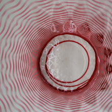 Load image into Gallery viewer, 1930s STEVENS AND WILLIAMS Glass Cerise Pink Threaded Vase With Golf Ball Pattern. 8 inches high
