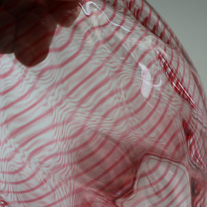 1930s STEVENS AND WILLIAMS Glass Cerise Pink Threaded Vase With Golf Ball Pattern. 8 inches high