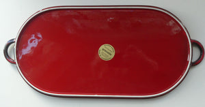 LARGE CERAMIC Villeroy & Boch Oval Serving Tray. 1980s Granada Design with Red Glaze