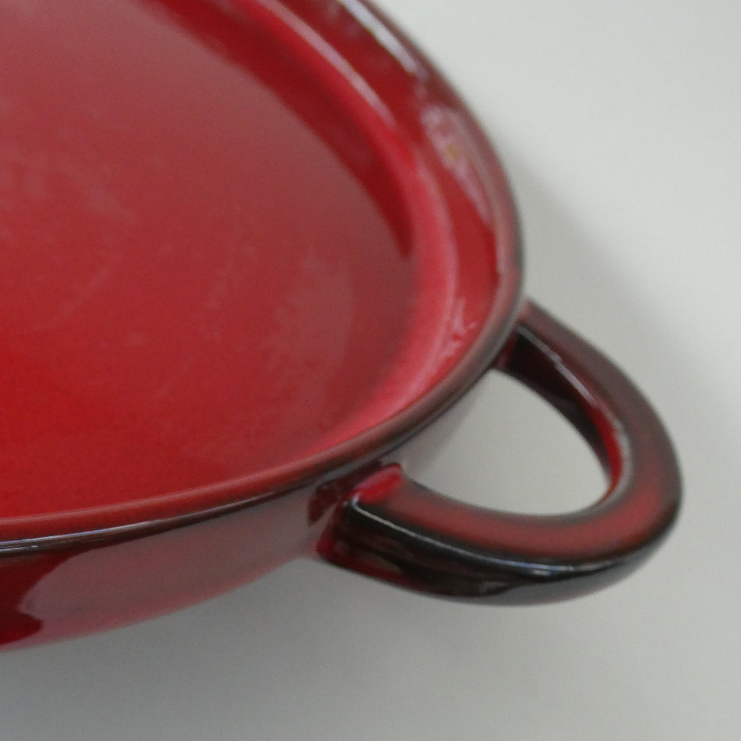 LARGE CERAMIC Villeroy & Boch Oval Serving Tray. 1980s Granada Design with Red Glaze