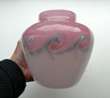 Load image into Gallery viewer, SCOTTISH GLASS Pale Grey and Pink VASART Vase. Etched signature to base; Vintage 1950s
