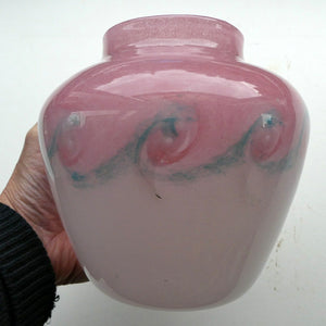 SCOTTISH GLASS Pale Grey and Pink VASART Vase. Etched signature to base; Vintage 1950s